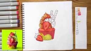 Как нарисовать пирожное скетч маркерами | Рисунок для детей, поэтапно и легко