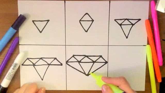 ? КАК ПОЭТАПНО НАРИСОВАТЬ БРИЛЛИАНТ/ Простые рисунки для детей смотреть онлайн