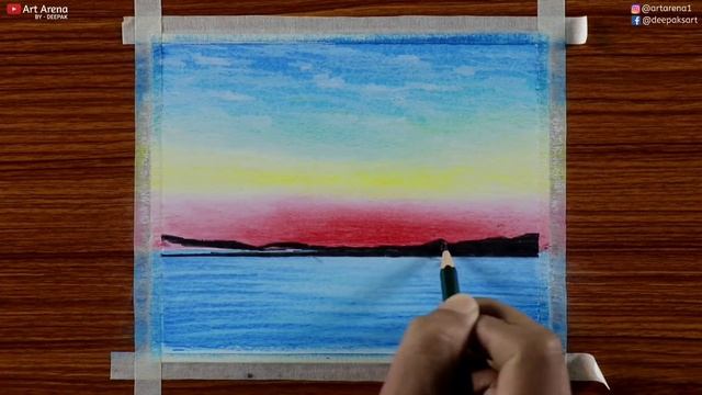 Beautiful Landscape Drawing with Oil Pastels - Step by Step смотреть онлайн