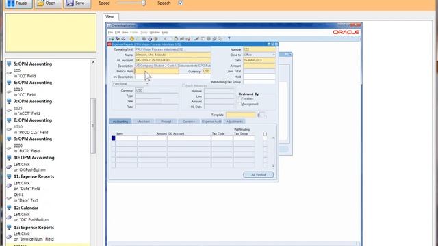 A Sample recording of creating an expense account in Oracle E-Business Suite смотреть онлайн