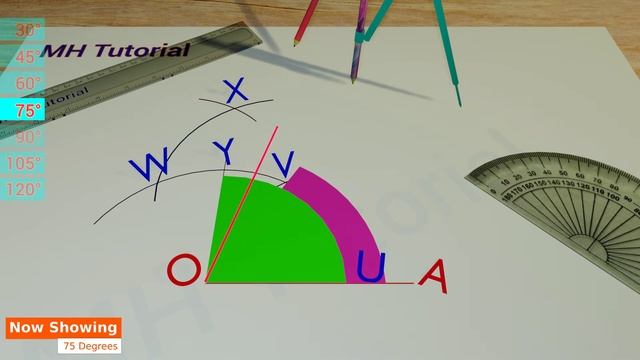 how to construct ANGLE. 30, 45, 60, 75, 90, 105, 120 DEGREE ANGLE. смотреть онлайн