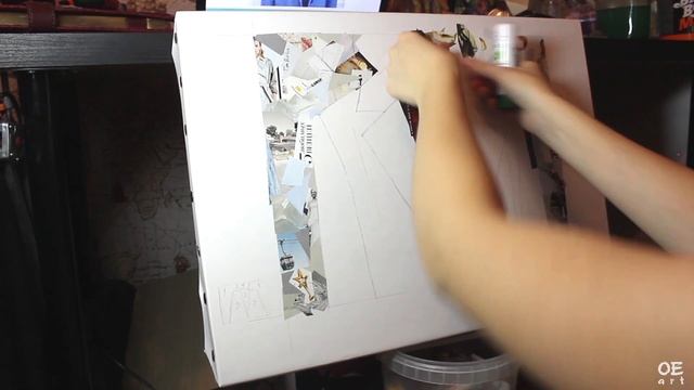 Картина в технике коллажа / видео процесс / "ПИДЖАК" смотреть онлайн