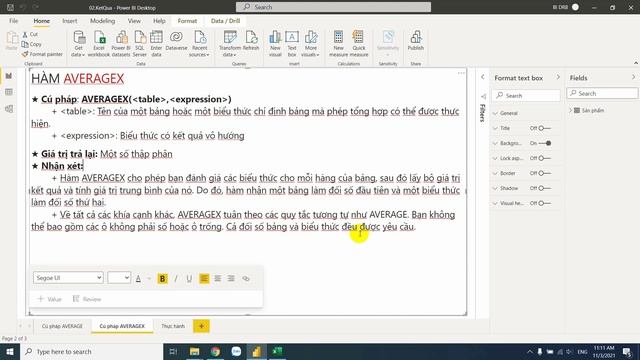 2 Phút Thành Thạo Hàm DAX Trong Power BI Cùng DrB | 19. Hàm AVERAGE - AVERAGEX
