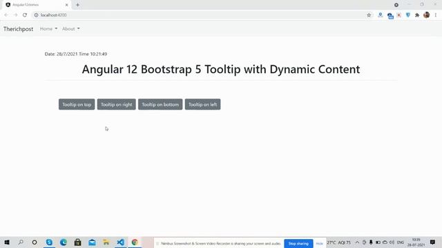 Angular 12 Bootstrap 5 Tooltip with Dynamic Content Working Demo смотреть онлайн