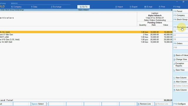 Tally Add On : Unit Wise Qty Total in Outstanding Orders in Tally Prime software. смотреть онлайн