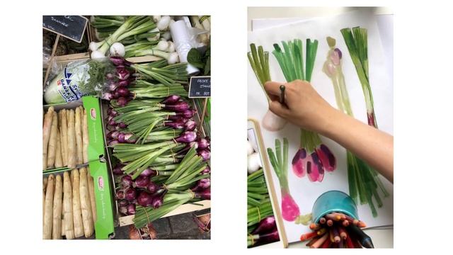 Как нарисовать овощи гуашью. Плакат с цветным луком. смотреть онлайн