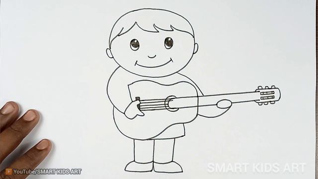 A Boy With Guitar Drawing | How To Draw A Boy Playing Guitar | Smart Kids Art смотреть онлайн