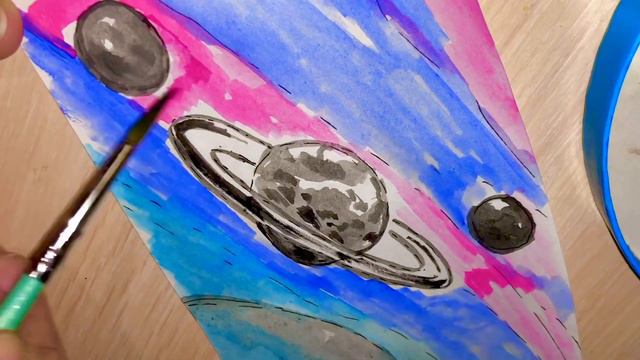 КОСМОС |Рисуем очень просто✌️Гуашь 🎨 смотреть онлайн