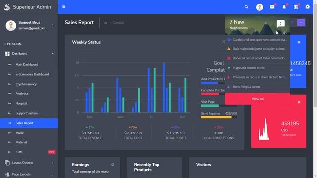 Sales Dashboard Bootstrap Admin Template with Dark Theme смотреть онлайн