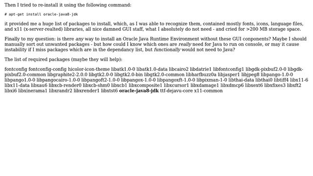 Minimal Installation Of Oracle Java 8 On Debian - Headless, With No GUI