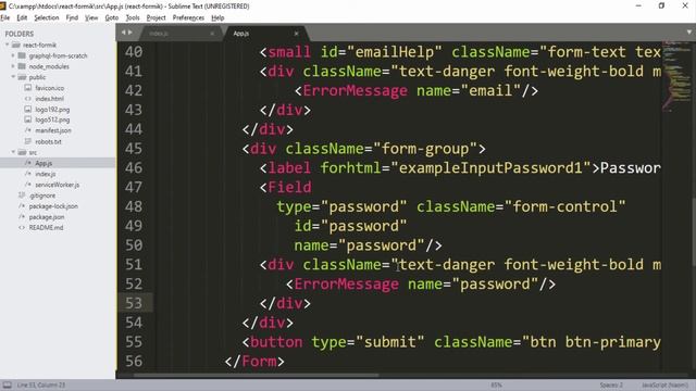 Building forms with react and formik -6- (display validation errors using ErrorMessage component) смотреть онлайн