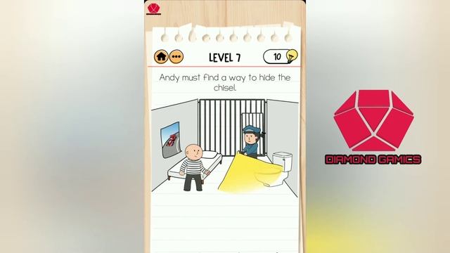 Brain Test 2 Prison Escape Level 7 andy must find a way to hide the chisel смотреть онлайн