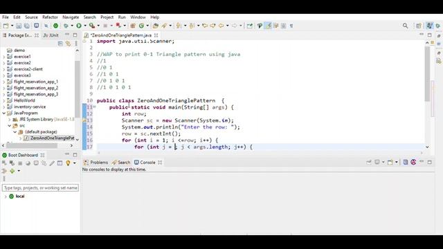 Java Program to print triangle of zero and one pattern смотреть онлайн