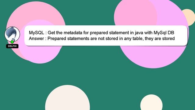 MySQL : Get the metadata for prepared statement in java with MySql DB смотреть онлайн