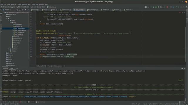 Django viewslarni pytest orqali testdan o'tkazish. [Django Rest Framework darslari] смотреть онлайн