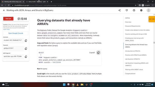 Working with JSON, Arrays, and Structs in BigQuery | Earn Learn to Earn Cloud Data Challenge смотреть онлайн