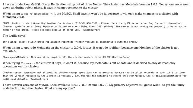 Databases: MySQL Group Replication - Offline Node with cluster Metadata 1.0.1 смотреть онлайн