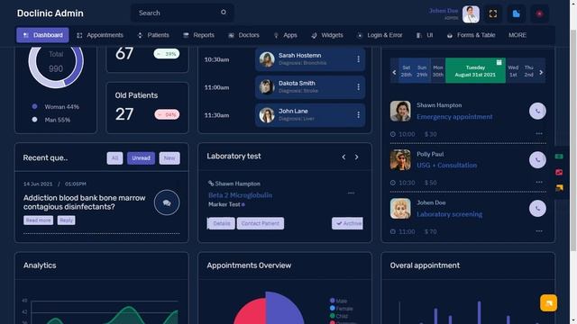 Doctor Dashboard Bootstrap Admin Templates with LTR Dark Theme смотреть онлайн
