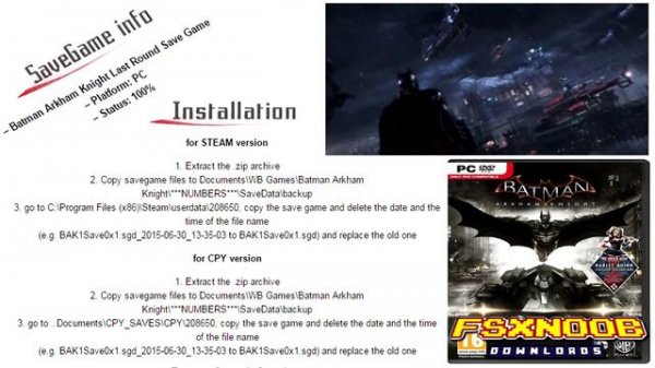 Batman Arkham Knight 100% Complete Save Game Download PC HD