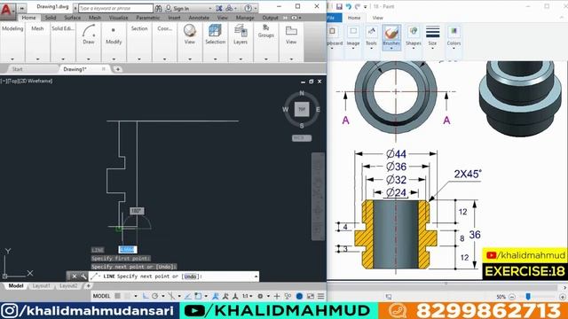 AutoCAD 3D Exercises Tutorial 18 || Autocad 3D Mechanical Tutorial 3D Modelling 3D AutoCAD drawing смотреть онлайн