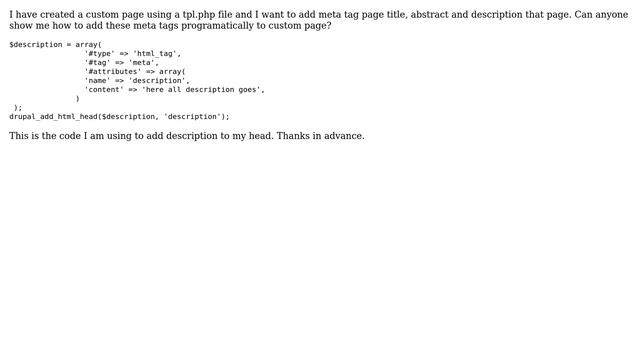 Drupal: Add meta tag description, page title and abstract programatically смотреть онлайн