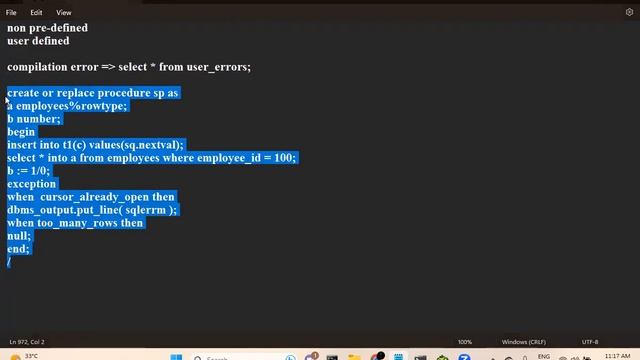 JUNE 2023 BATCH - PLSQL - EXCEPTION HANDLING смотреть онлайн