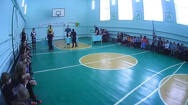 Папы с детьми участвуют в школьных соревнованиях ко дню Защитника Отечества. смотреть онлайн