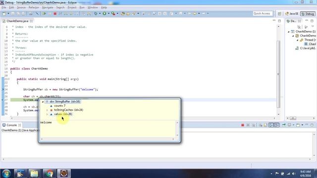 Java StringBuffer [charAt(int index) method] | Java Tutorial смотреть онлайн