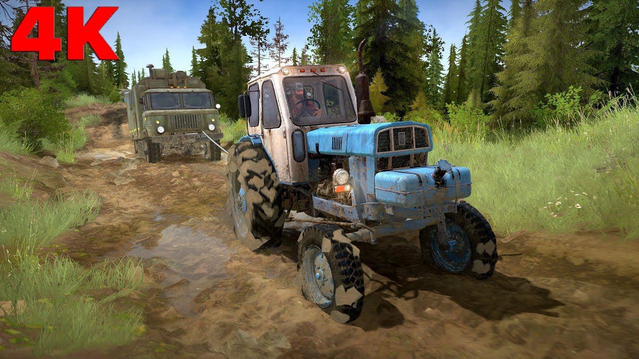 4К Spintires: MudRunner ЮМЗ-6А Блокировка дифференциала - Улучшенная проходимость смотреть онлайн