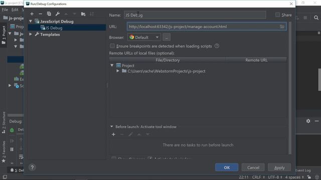 Debugging JavaScript in WebStorm and Chrome: create a debug configuration смотреть онлайн