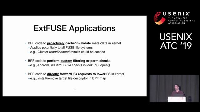 USENIX ATC '19 - Extension Framework for File Systems in User space смотреть онлайн