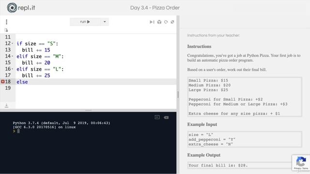 Day 3 - Control Flow and Logical Operators - 8 [Interactive Coding Exercise] Pizza Order Practice смотреть онлайн