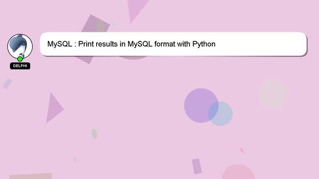 MySQL : Print results in MySQL format with Python смотреть онлайн
