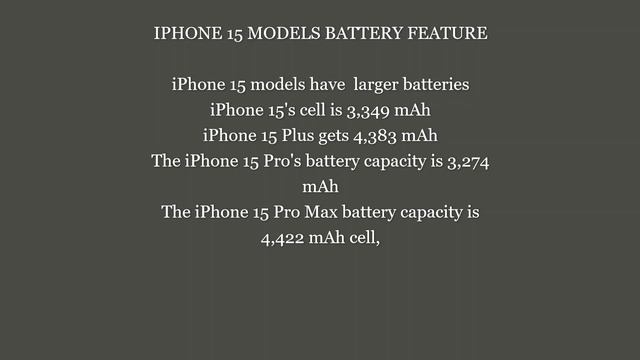 IPHONE 15 MODELS BATTERY DETAILS смотреть онлайн