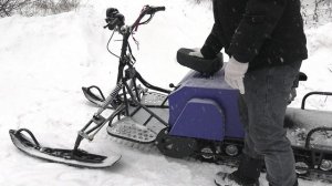 Мотобуксировщик ЛИДЕР-3 на длинной гусенице SUPERLONG 500х3636 мм. Обзор, покатушки по первому снегу