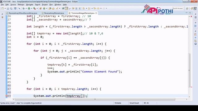 15 Write a Java program to find the common elements between two integers arrays смотреть онлайн