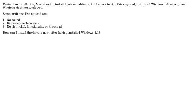 Apple: Installed Windows 8.1 On Mac Air Withouth Bootcamp Drivers