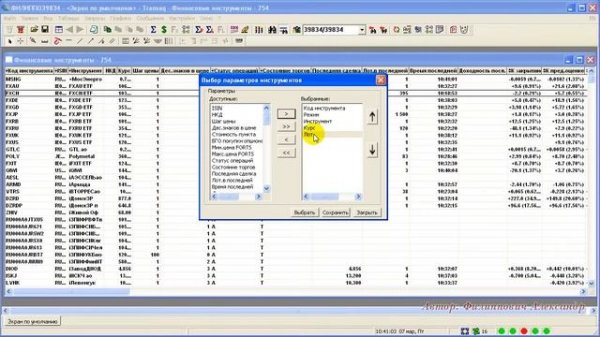 03 Торговая Платформа Транзак Transaq   Таблица Финансовые Инструменты 1