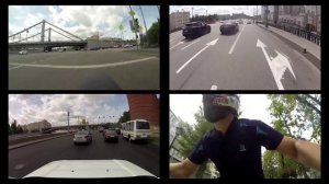 Гонка. Электровелосипед, мотоцикл, автомобиль. Москва.