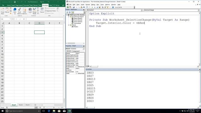 Excel VBA Programming - Events | 2 - The Worksheet SelectionChange Event смотреть онлайн