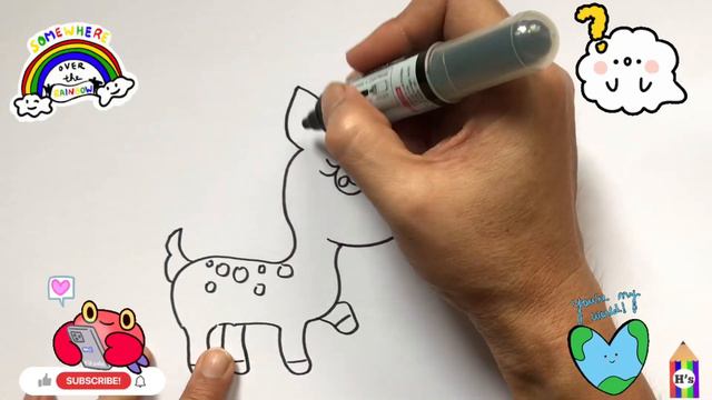 How To Draw A Cute Deer | рисуем оленя для детей | Bolalar Uchun Kiyik Rasm Chizish