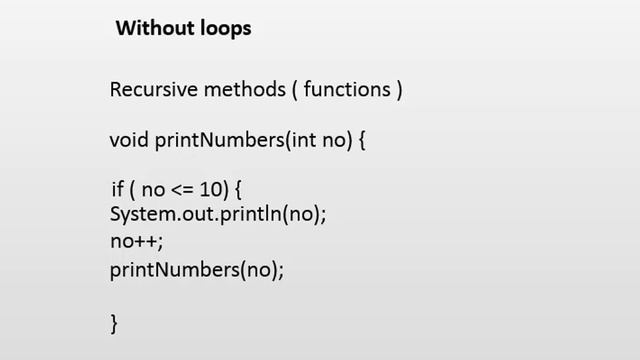 Java code to print numbers from 1 to 10 without using loops смотреть онлайн