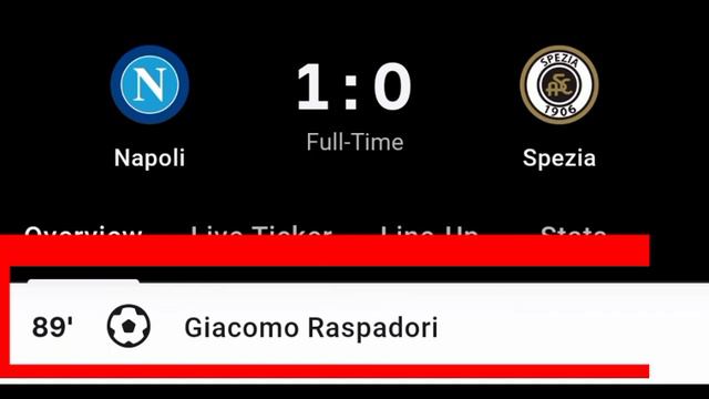 Giacomo Raspadori Goal Vs Spezia | Napoli Vs Spezia | 1-0 | смотреть онлайн