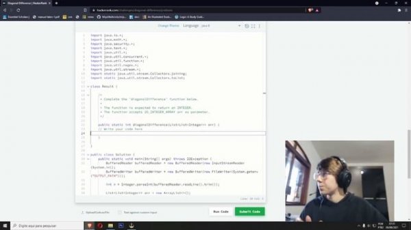 Diagonal Difference using Python, Java, C Sharp and C