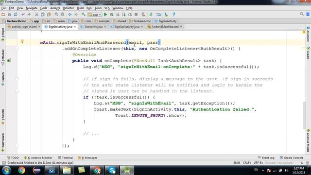 Firebase User Login (SignIn)on Android Studio #8 [In Hindi] смотреть онлайн