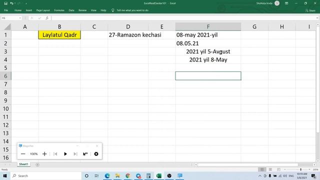 Microsoft Excel: Sanalar kun/oy/yil qanday yoziladi - Laylatul Qadr kechasi misolida смотреть онлайн