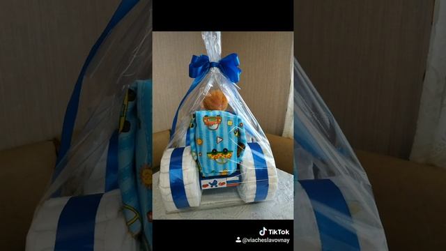 Машина подарок из подгузников? подарок на рождение ребенка ? смотреть онлайн