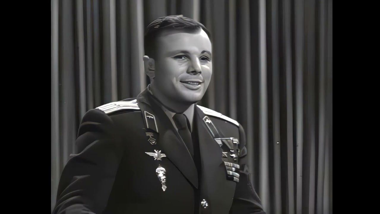 Юрий Гагарин. Первая годовщина полета в космос (1962) 100fps Hd UPSCALE первые пробы пера.