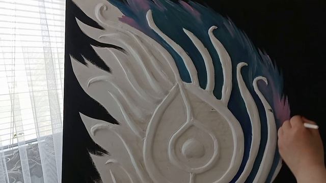 Перо павлина - картина из гипсовой шпатлёвки своими руками. #барельеф #painting #trending #art смотреть онлайн