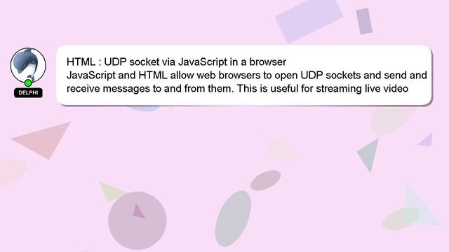 HTML : UDP Socket Via JavaScript In A Browser